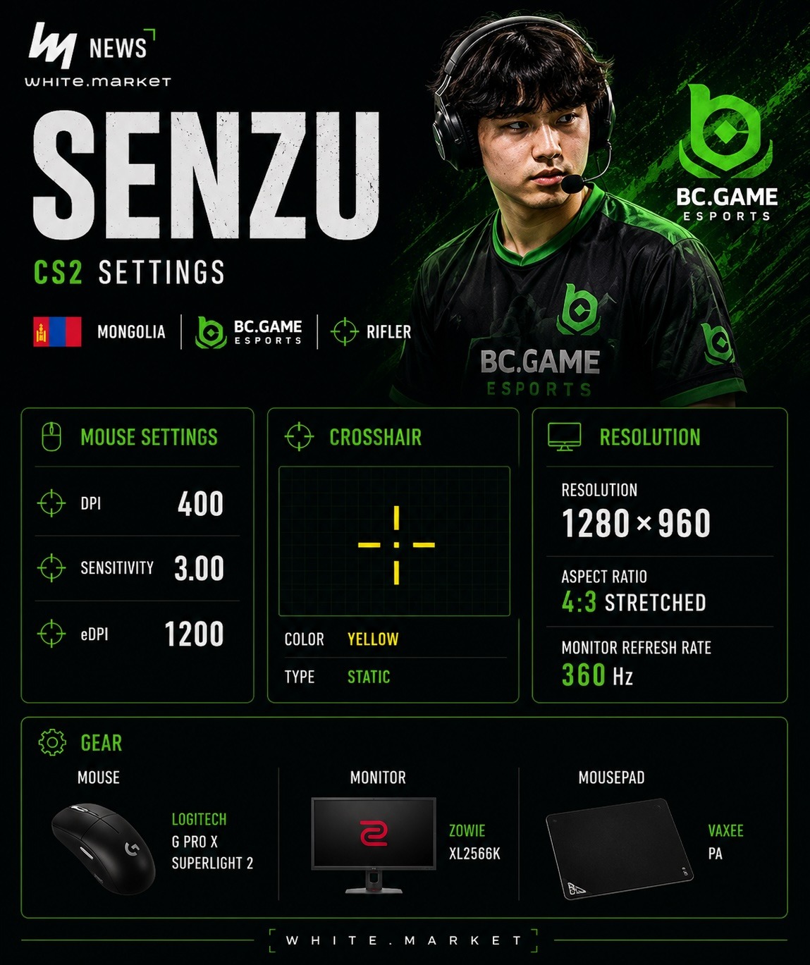 Senzu CS2 Settings: Crosshair, Resolution, Config and Gear - news.white.market